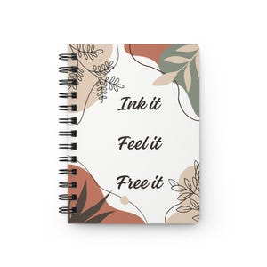 Dziennik spiralny Therapy - Ink it Feel it Free it, notatnik kwiatowy, dziennik pisarski, prezent dla pisarzy, kreatywne myśli