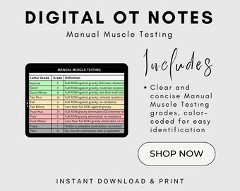 Occupational Therapy Notes: Color-Coded MMT Grades (PDF File)