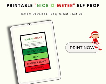 Printable "Nice-o-Meter" Elf Prop, Elf Printable, Naughty or Nice, Santa, Instant Download