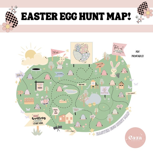Hop Along the Easter Egg Hunt with Our Detailed Map, Printable, PDF, Instant Download