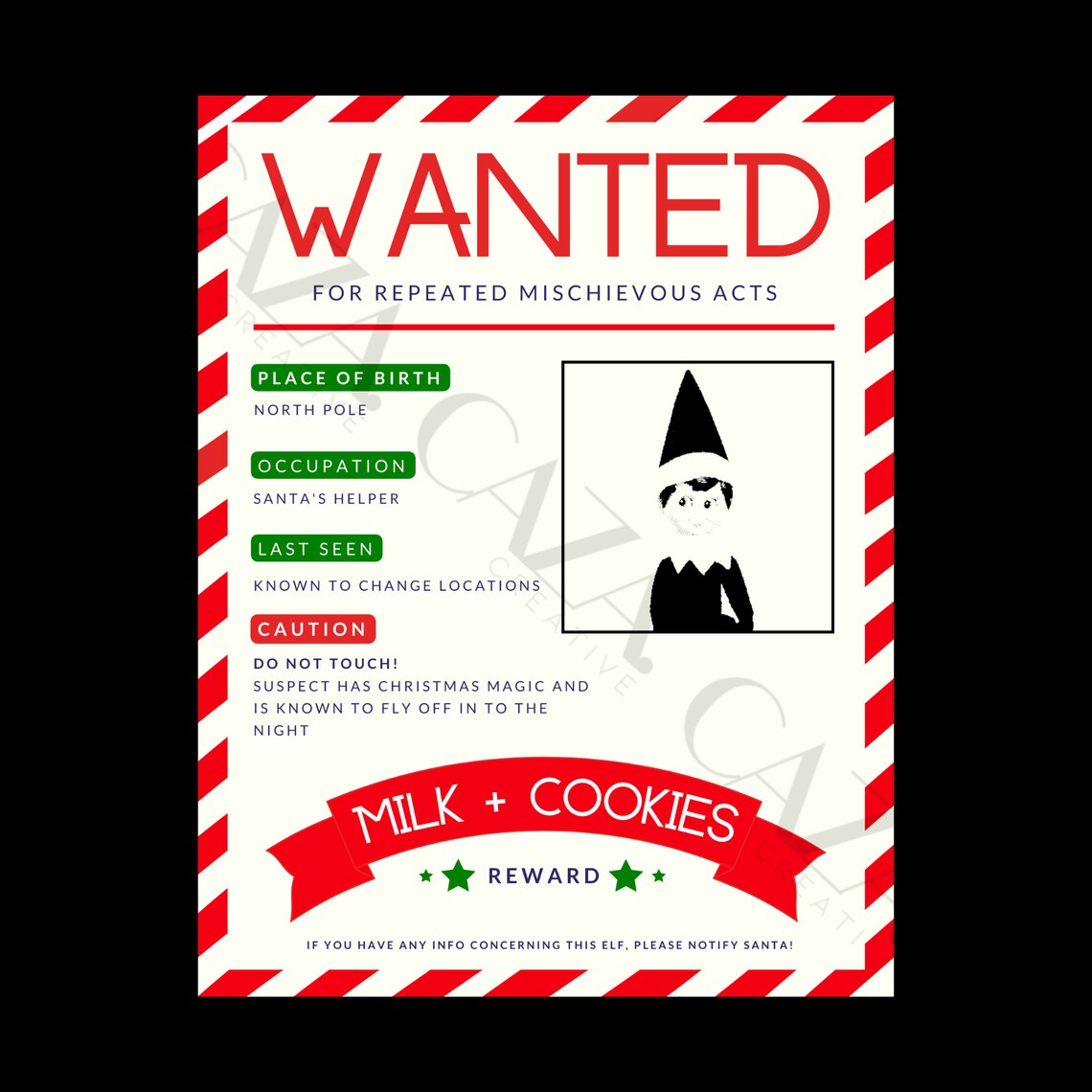 Elf Printable, Elf Wanted Poster, Elf Idea, Instant Download Etsy