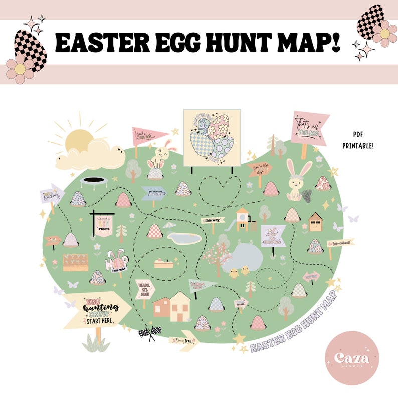 Hop Along the Easter Egg Hunt With Our Detailed Map, Printable, PDF