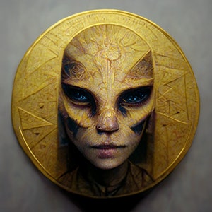 Alien Coins Made By Artificial Intelligence. Digital download.