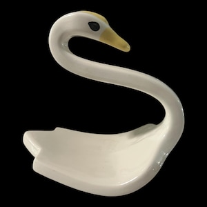 MCM Minimalist Swan Ceramic Towel Holder | Ceramic Swan Bathroom Decor | Swan Towel Holder