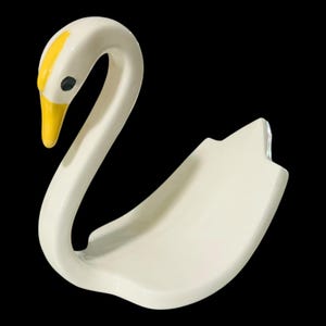 MCM Minimalist Swan Ceramic Towel Holder | Ceramic Swan Bathroom Decor | Swan Towel Holder