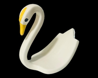MCM Minimalist Swan Sculptural Ceramic Towel Holder | Ceramic Swan Bathroom Decor | Swan Towel Holder | Mid Century Modern Decor