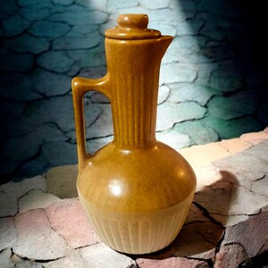 Monmouth Pottery | Earthenware Brown Speckled Pitcher/Coffee Pot | Decanter 11" Tall | MCM Maple Leaf USA | Mid Century Modern Home Decor
