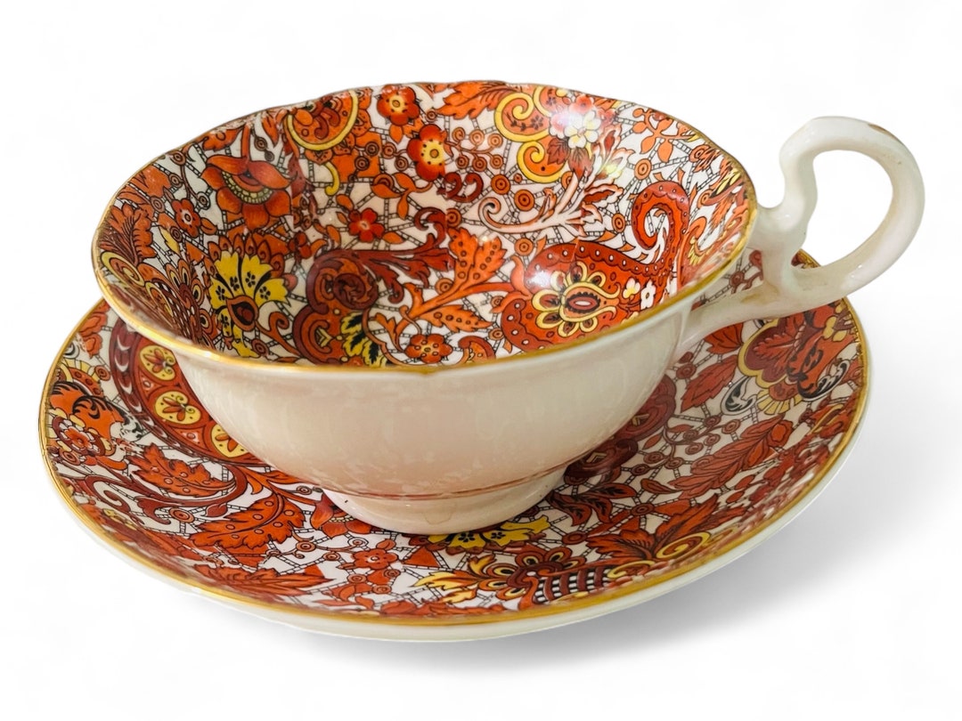 Rust Tea Cups Paisley Radfords English Chintz Tea Cup and Saucer, Rust and Orange ...