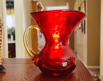 Blenko Red Pitcher - Etsy