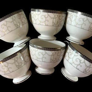 6~ Wedgwood "Celestial Platinum" Coffee Cups | Pristine Fine Bone China | Set of Six Cups  | Celestial Platinum Collection