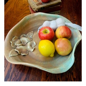 VTG KTK California Studio Pottery Bowl |Mid Century Organic Modern Console Dish | Handmade Art Pottery #147 | Sculptural Moss Glaze