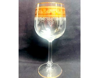 5 ~ Vintage Goblets Baroque Crystal 14K Wine Glass | Set of Five | Crystal-Style Stemware  | Hollywood Regency Glass | Romantic Barware
