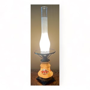 Extra Large 3-Way Hurricane Lamp Brass w/Tiffaney Style Roses, 3-way Light | Farmhouse Decor | Rustic Decor | Bedroom Lamp