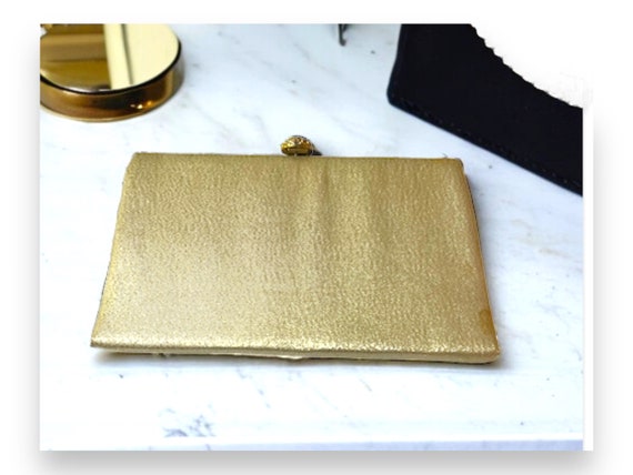 VTG Gold Lame Evening Bag with Disappearing Chain - image 2
