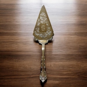 12&quot; Silver Wedding Cake Server | Silver Plated Etched Design | EP Zinc Alloy | Made in Korea