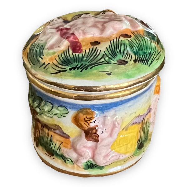 Capodimonte Italian Porcelain Trinket Box, Naked Babies Box