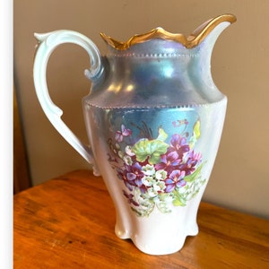 Porcelain Handpainted Tea Pot Vintage Floral | Cottage Chic Vase | Vintage Decor