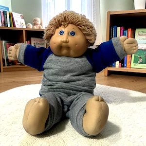 VTG 1984 Cabbage Patch Kids Boy Doll, Signature Xavier Roberts, Blondfe Yarn Hair Blue Eyes, Orginal Appalachian Artworks, 1980s Collectible
