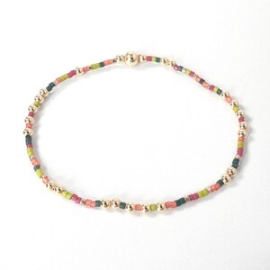 Herbst Fest Armband-Miyuki Delica Perlen Armband, Dehnbare Armband, 14k Gold Filled Perlen, Perlenarmband, Geschenk für Sie