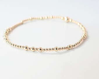 Dainty 14k Gold Filled Bead Bracelet: Stackable, Trendy