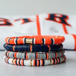 Astros Game Day Bracelet: Orange & Blue Heishi Bead Stack
