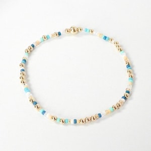 Seaside Armband-Miyuki Samen Perlen Armband, Dehnbare Armband, 14k Gold gefüllte Perlen, Perlenarmband, Geschenk für Sie