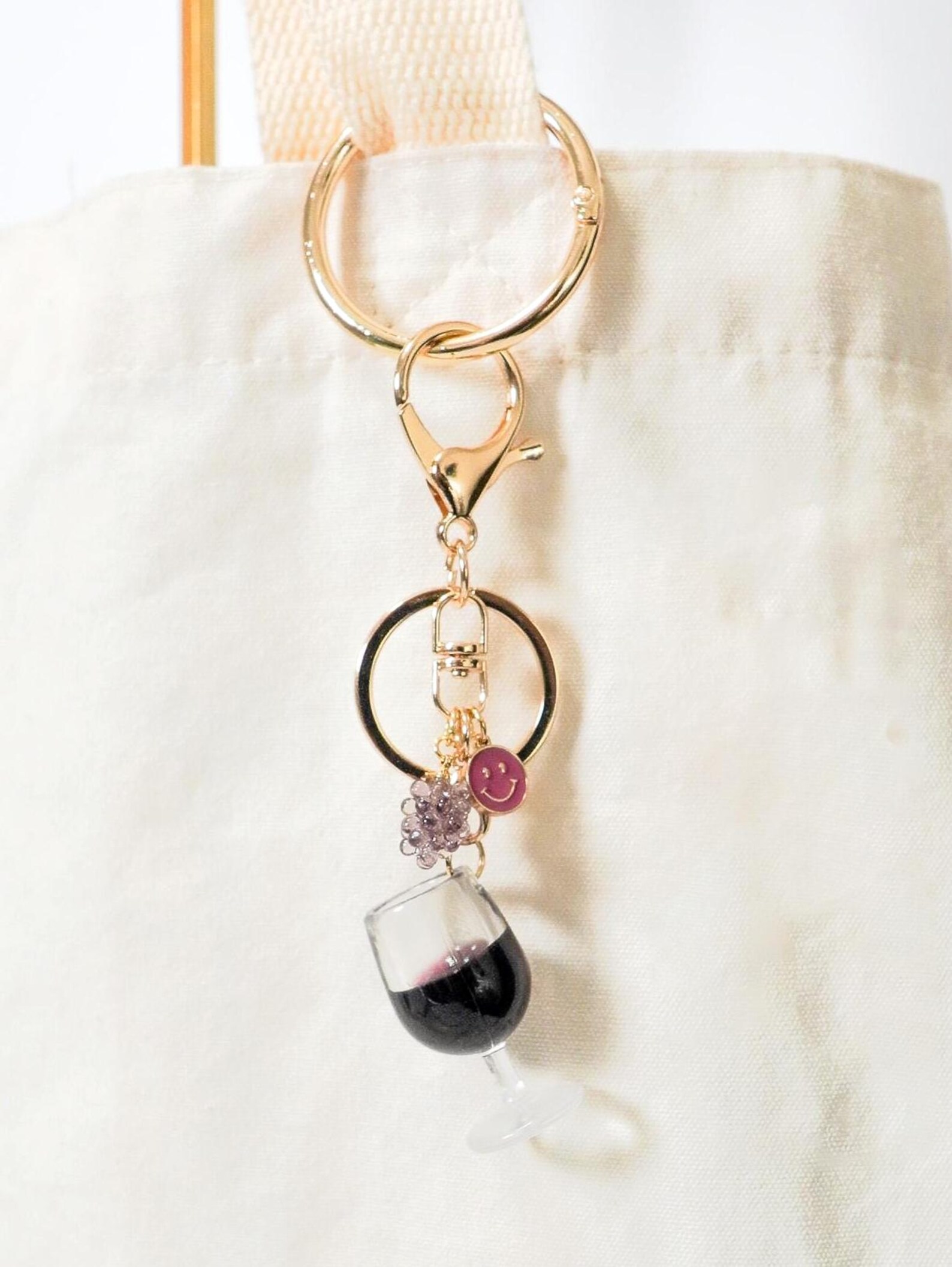 Wine Cup Bag Charm, Grape and Smiley Face Charms - Etsy