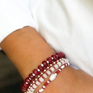 Maroon Seed Bead Bracelet Stack: Texas A&M Game Day Jewelry