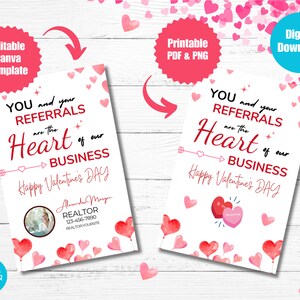 Realtor Valentine Pop by Tags, Realtor Marketing, Real Estate Pop By Tag, Editable, Referral You&#39;re the Heart of Our Business