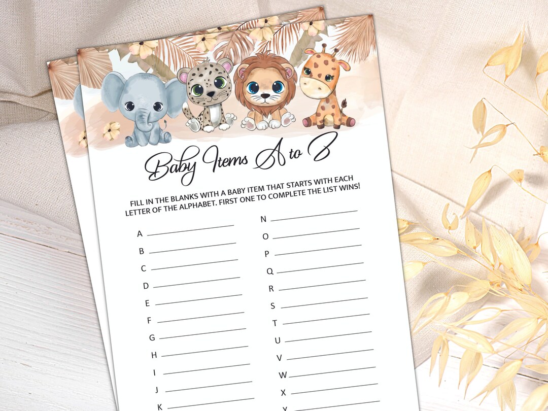 Baby Items A to Z Baby Shower Games Baby Shower Baby Shower Games