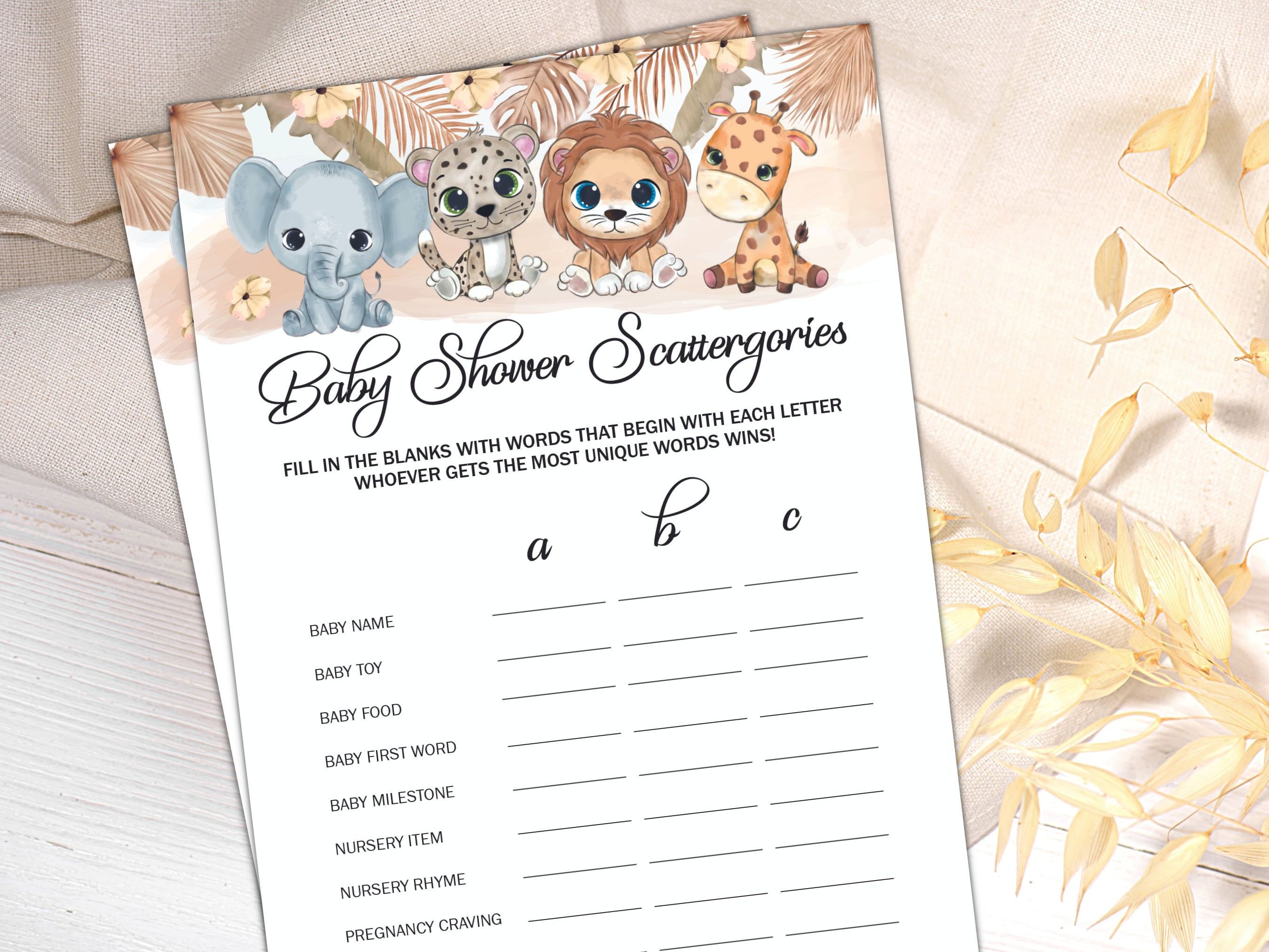 Baby Scattergories Baby Shower Game Baby Shower Baby Shower Games ...