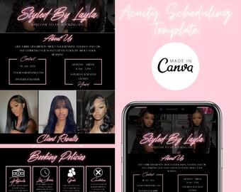 Acuity Scheduling Template, Hair Stylist Acuity Scheduling Template, Hair Stylist Branding, Hair Stylist Website, Canva Templates