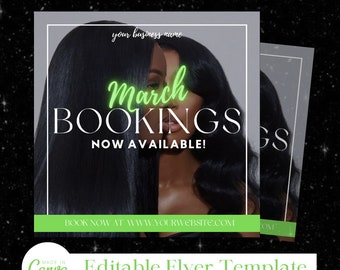 DIY Booking Flyer, Appointments Available, Editable Book Now Flyer, Premade Hair Flyer Template Lashes Makeup Nails Hair Stylist Template