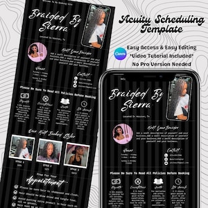 Acuity Scheduling Template, Braider Acuity Scheduling Template, Braider Branding, Braider Website, Canva Templates, Hair Nails Lashes Braids