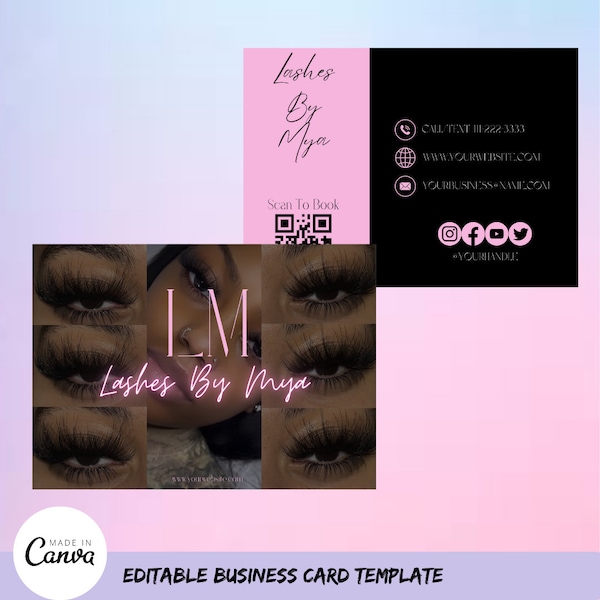 Business Card Template, Business Card Design, Small Business, Hair business, lash business, nail business