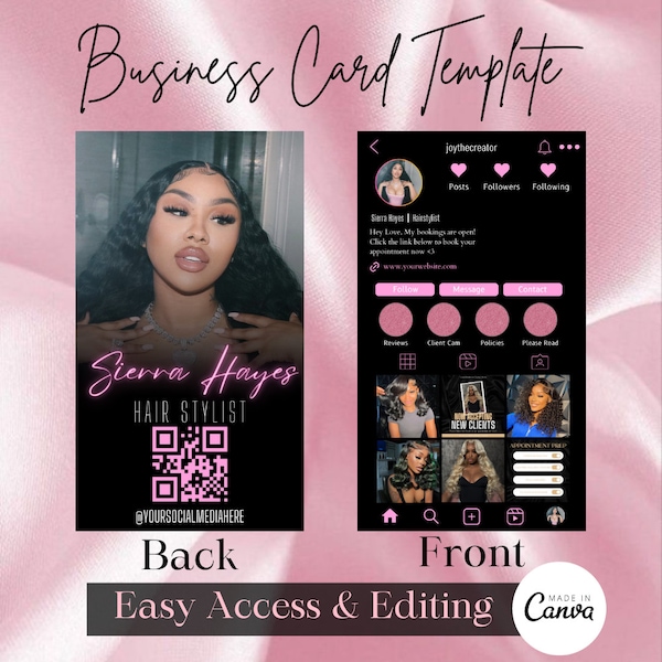 Instagram Business Card Template, QR Code Canva Design (Digital Download)