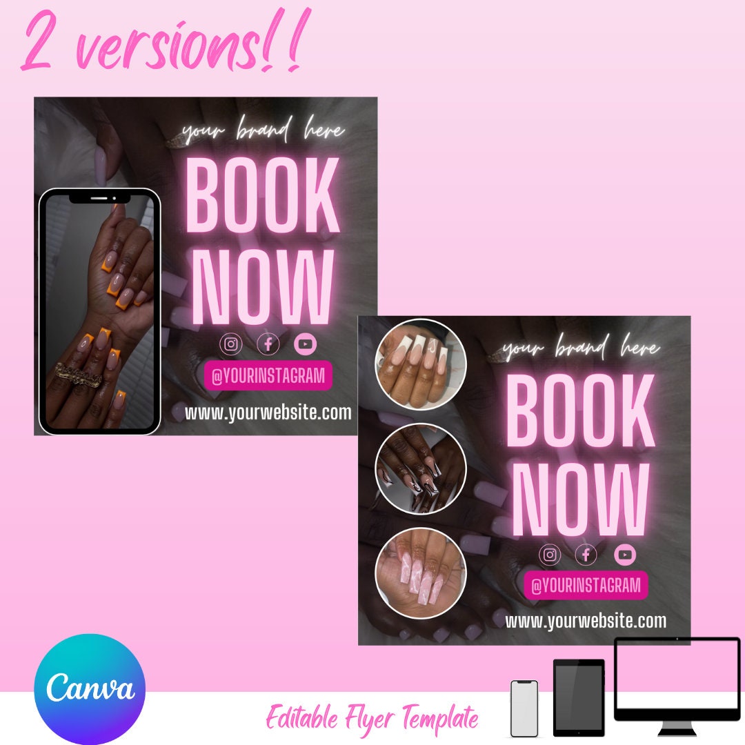 Nail Booking Flyer, Nail Booking Template, Social Media Flyer, Flyer