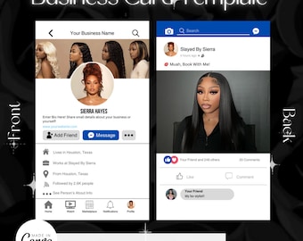 Cartão de visita 2025, cartão de visita do Facebook, modelo de cartão de visita, cartão de visita de cabelo, unhas, cílios, design de modelo de cartão de visita Canva DIY
