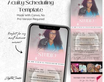 Esthetician Acuity Scheduling Template, Editable Website Design (Canva)
