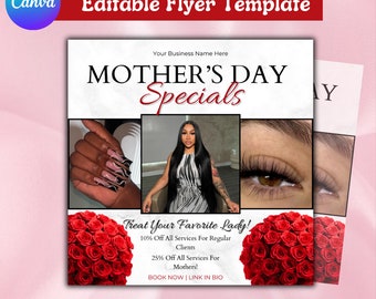 Mothers Day Bookings Flyer, Book Now Flyer, May Appointment Flyer, DIY Mothers Day Sale Flyer, Hair Lash Nail Flyer, Social Media Flyer