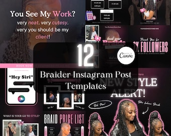 Braider Instagram Post Templates: Stylist Branding (Canva Templates)