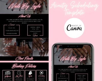 Acuity Scheduling Template, Nail Tech Acuity Scheduling Template, Nail Tech Branding, Nail Tech Website, Canva template, Editable template