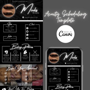Acuity Scheduling Template, Lash Tech Acuity Scheduling Template, Lash Tech Branding, Lash Tech Website, Canva Template, Editable Template