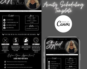 Acuity Scheduling Template, Hair Stylist Acuity Scheduling Template, Hair Stylist Branding, Hair Stylist Website, Canva Templates