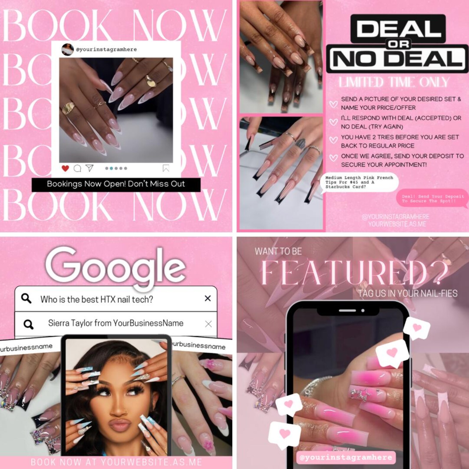 10 Instagram Nail Tech Post Templates, Nail Tech Branding, Social Media ...