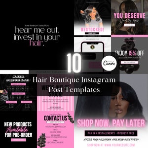Hair Boutique IG Post, Luxury Hair IG Flyers, Hairstylist Branding Kit, Hair Business Instagram Content, Hair Business Branding, Template