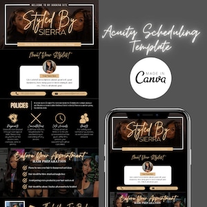 Acuity Scheduling Template, Hair Stylist Acuity Scheduling Template, Hair Stylist Branding, Hair Stylist Website, Canva Template