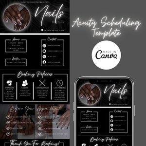 Acuity Scheduling Template, Nail Tech Acuity Scheduling Template, Nail Tech Branding, Nail Tech Website, Canva template, Editable template