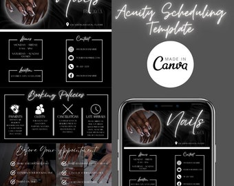 Acuity Scheduling Template, Nail Tech Acuity Scheduling Template, Nail Tech Branding, Nail Tech Website, Canva template, Editable template