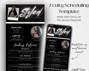Hair Stylist Acuity Scheduling Template, Canva Editable